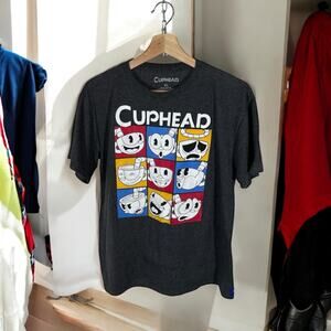 Cuphead Youth Boy's XL Dark Gray 9 Faces Short Sleeve Graphic T-Shirt